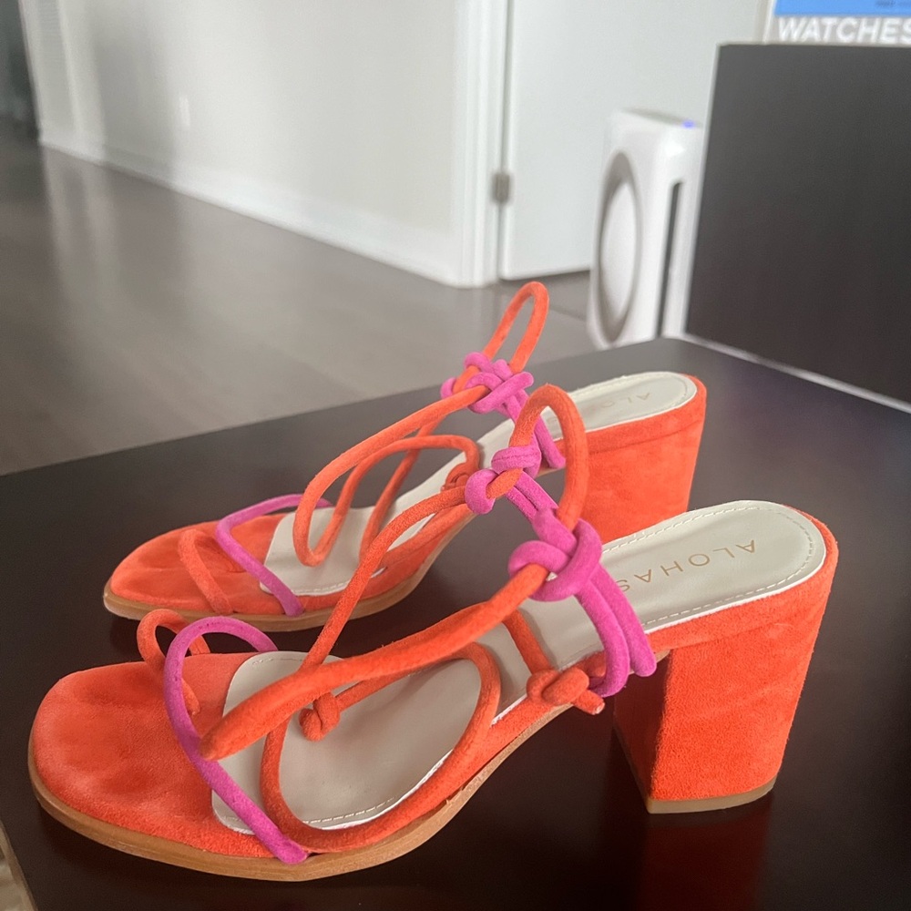 Alohas Grace Magenta Orange Sandals, Size 39